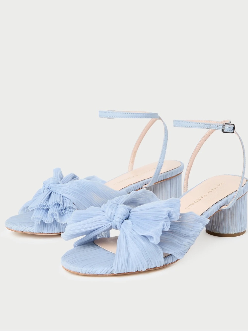 Loeffler Randall Dahlia Pleated Bow Heels in Light Blue